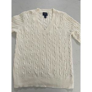 Women's CHAPS CLASSICS Knitted White V Neck Sweater Pullover Size XL EUC